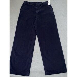 Gap Loose Khaki Pants Women’s 12 Tall 33x33 Navy Blue Cotton Wide Leg Uniform